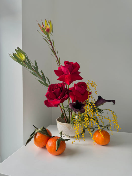 Ikebana Lunar New Year Arrangement with Vase - GTA / Toronto Flower Delivery