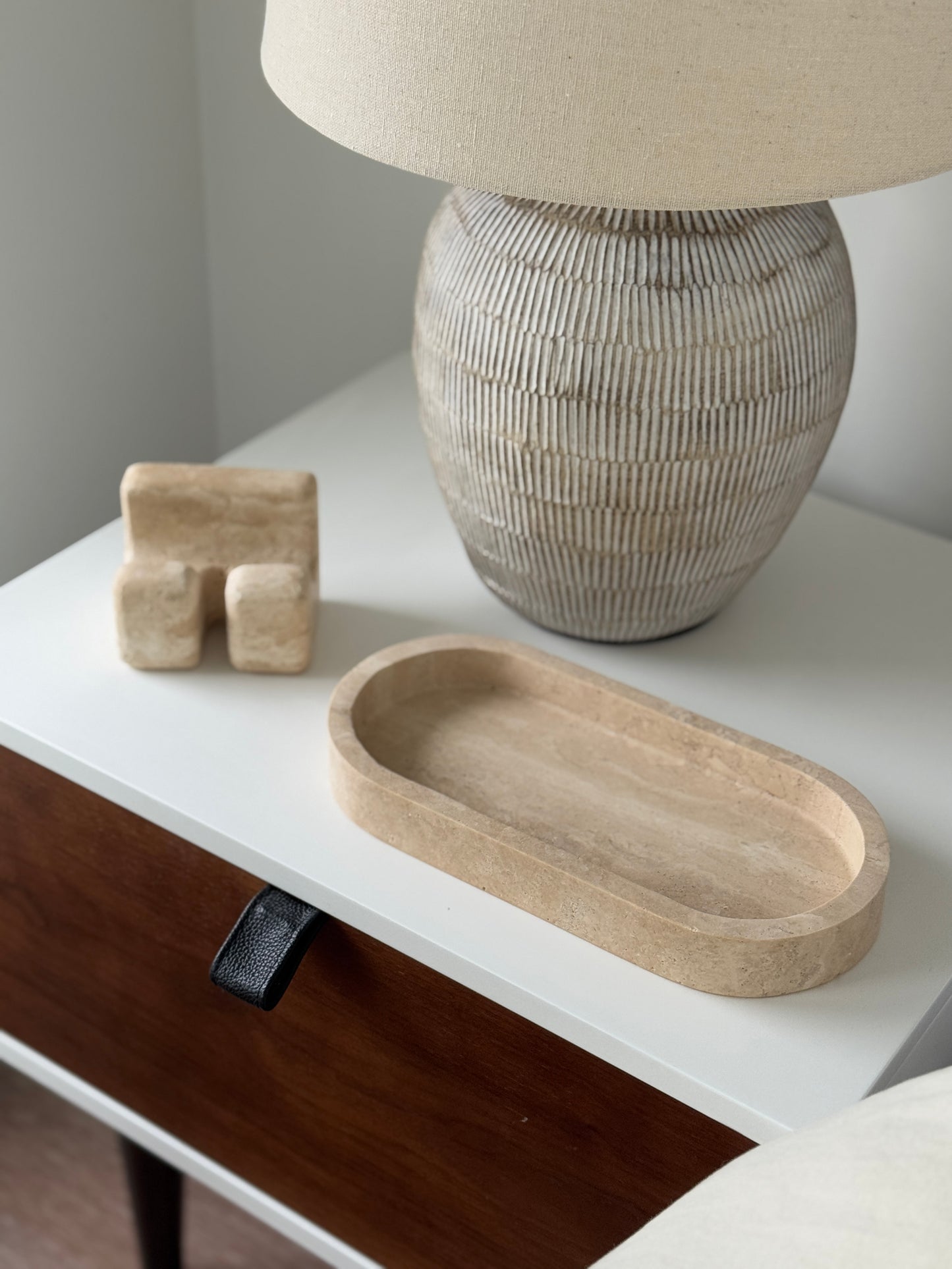 Travertine Oval Catchall